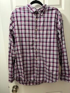 Banana Republic Purple and White Plaid Button-Down Shirt